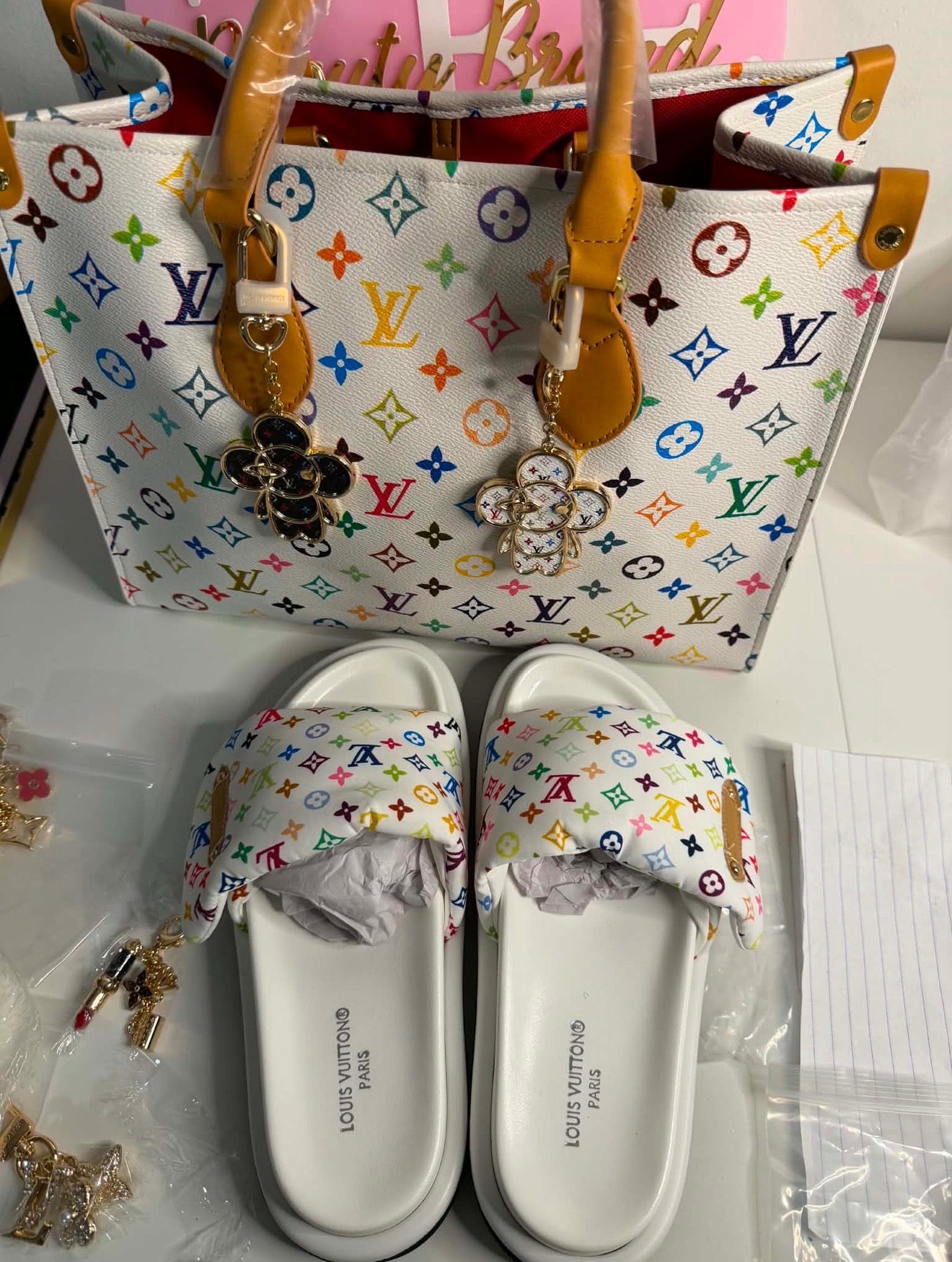 White Colorful Handbag