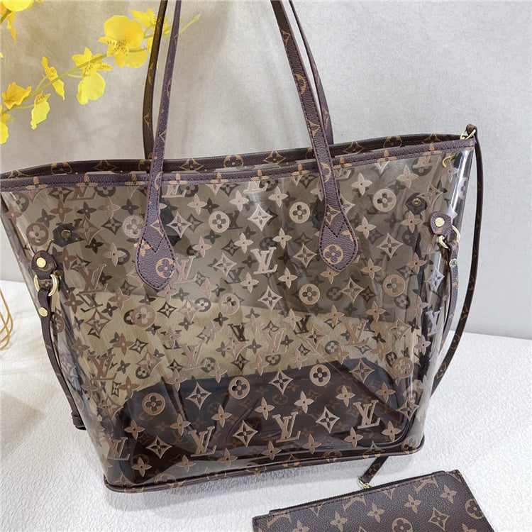 Brown-Tinted Transparent Tote Bag