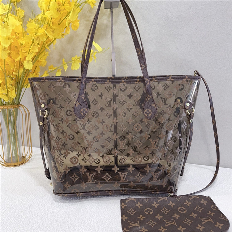 Brown-Tinted Transparent Tote Bag