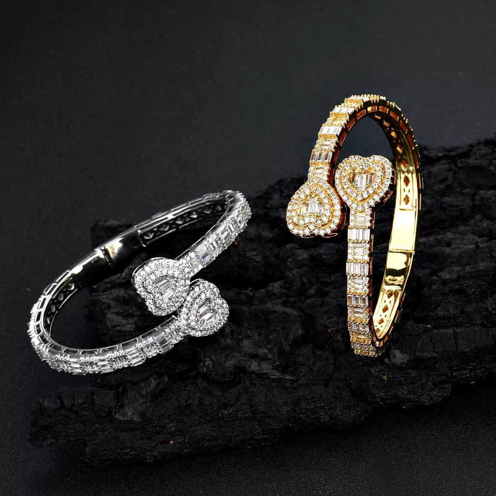 Double Heart Crystal Bangle