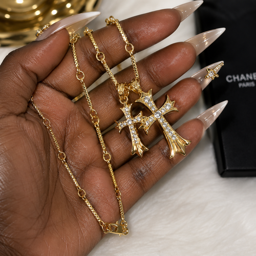 Chrome <3 Cross Necklace