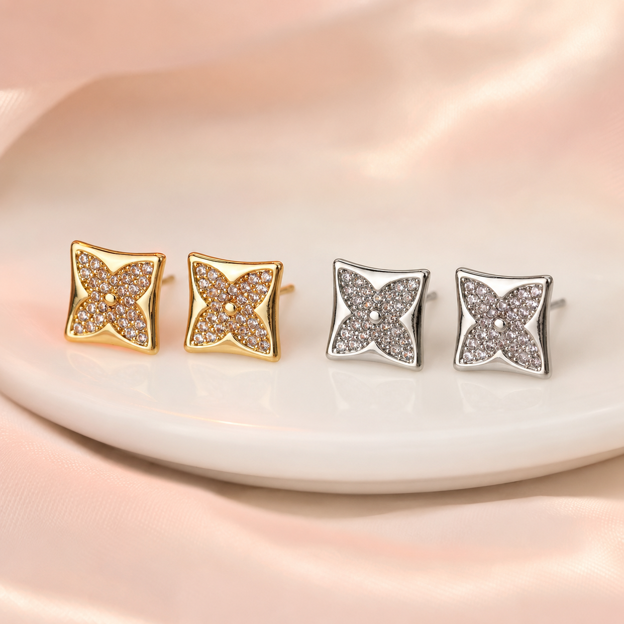 Crystal Blossom Stud Earrings