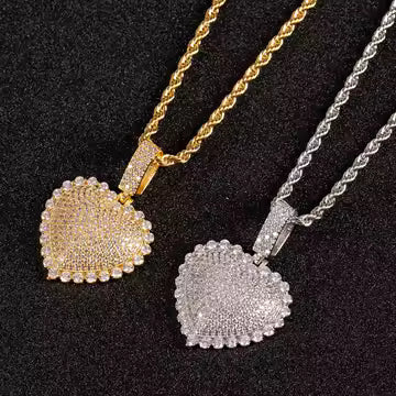 Iced Heart Pendant Necklace