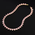Pink Heart Tennis Necklace