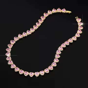 Pink Heart Tennis Necklace