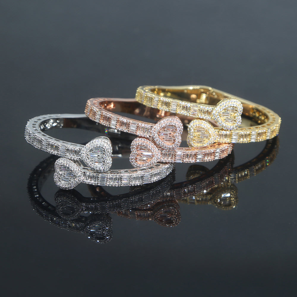 Double Heart Crystal Bangle